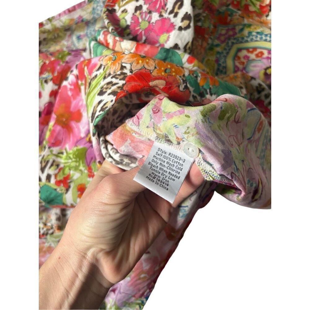 Johnny Was Multi-Color Floral & Leopard Print Button-Down Shirt - Picture 12 of 12